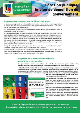 Fonction publique, le plan de démolition du gouvernement - Tract FSU, 7 novembre 2018