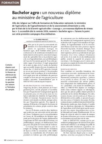 Bachelor agro : un nouveau diplôme au ministère de l’agriculture