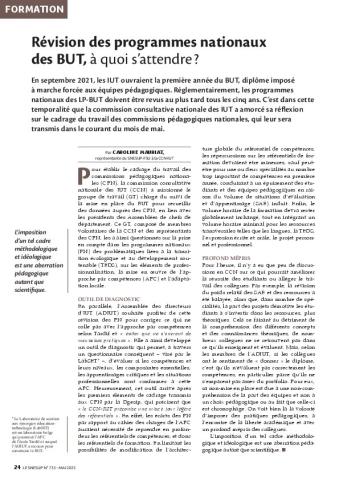 Révision des programmes nationaux des BUT, à quoi s’attendre ?