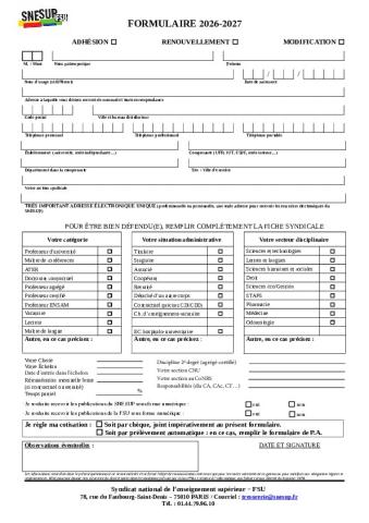 Fichier adhésion 2026-2027