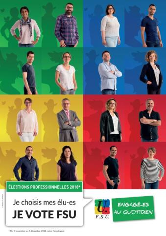 Affiches élections professionnelles 2018 : Je choisis mes élus, je vote FSU
