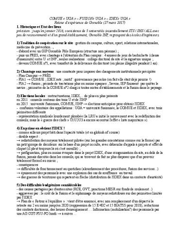 Fusion Université Grenoble Alpes : COMUE « UGA » – FUSION« UGA » – IDEX « UGA » - Retour d'expérience de Grenoble