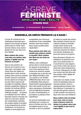 8 mars 2022, GRÈVE FÉMINISTE – Déferlante pour l'égalité