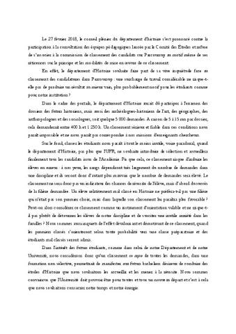 Université Aix-Marseille : Motion du département d'histoire votée le 27 février 2018
