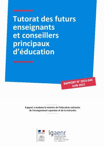 Tutorat des futurs enseignants et conseillers principaux d’éducation | Rapport IGAENR (juillet 2015)