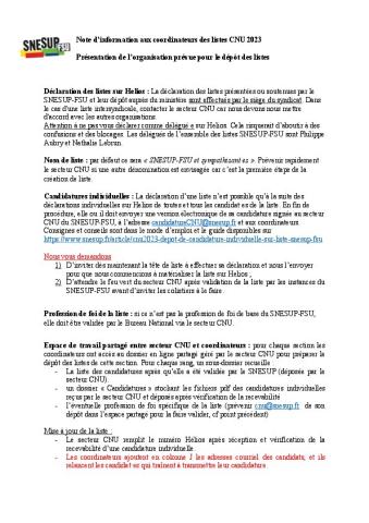 Organisation du dépôt des listes CNU en 2023