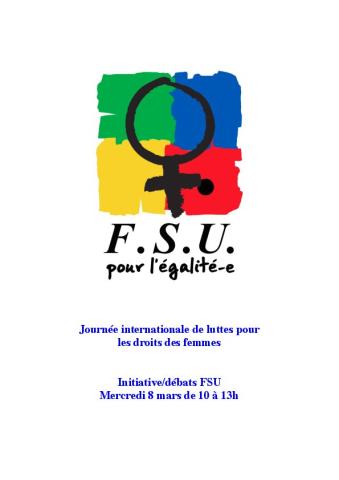 Journée du 8 mars pour les droits des femmes : Initiative/ débats FSU 