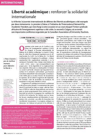 Liberté académique : renforcer la solidarité internationale