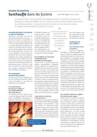 Journée fusion/IDEX : surchauffe dans les fusions