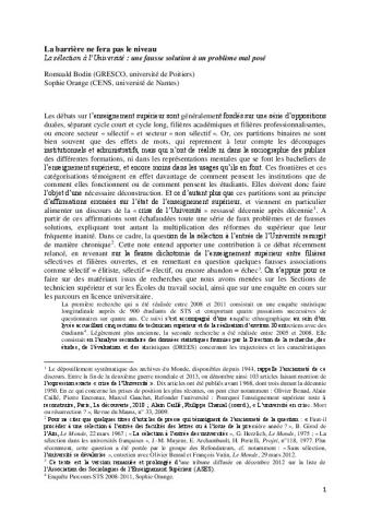 Quelques idées reçues sur la sélection