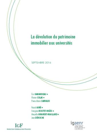 La dévolution du patrimoine immobilier aux universités