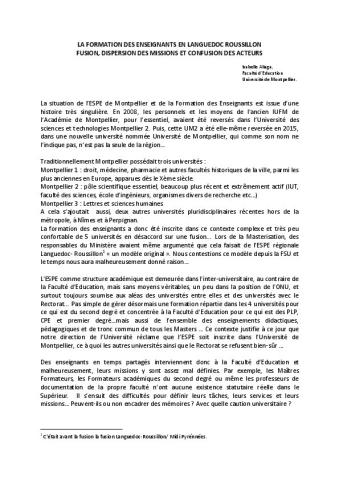La formation des enseignants en Languedoc-Roussillon : fusion, dispersion des missions et confusion des acteurs 