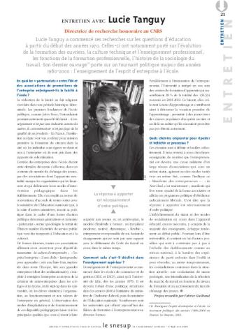 ENTRETIEN AVEC Lucie Tanguy - Fabrice Guilbaud - N° 646 JUIN 2016