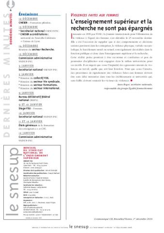 Violences faites aux femmes : l'enseignement supérieur et la recherche ne sont pas épargnés - Anne Roger - N° 650 DECEMBRE 2016