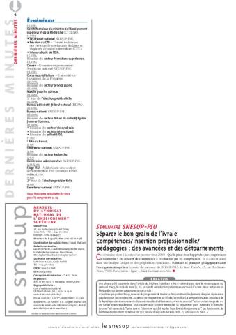 Séminaire SNESUP-FSU : séparer le bon grain de l'ivraie, par le Snesup/N° 654 AVRIL 2017