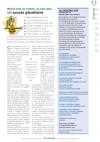 Marche pour les sciences, 22 avril 2017 : un succès planétaire /N° 655 MAI 2017