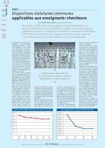 CRCT : dispositions statutaires communes applicables aux enseignants-chercheurs, par Dominique Faudot/N° 655 MAI 2017