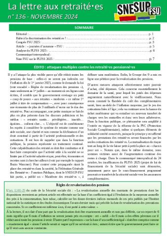 La lettre aux retraité·es n° 136 - novembre 2024