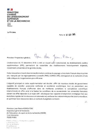 Mission EPE - Lettre à Korilitski