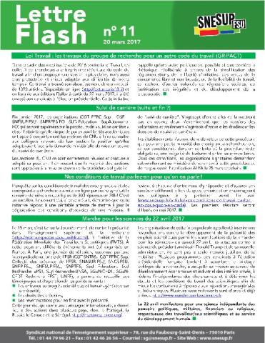 Loi Travail / Suivi de carrière / Conditions de travail / Marche pour les sciences - Lettre Flash n° 11