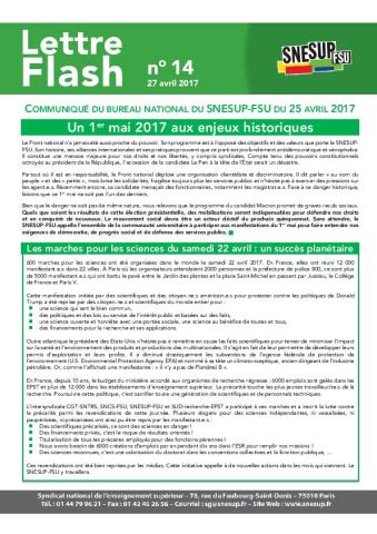 Appel pour le 1er mai - Lettre Flash n° 14