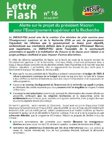 Alerte sur le projet du président Macron, Lettre Flash N° 16