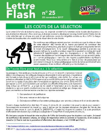 Les coûts de la sélection - LETTRE FLASH 25