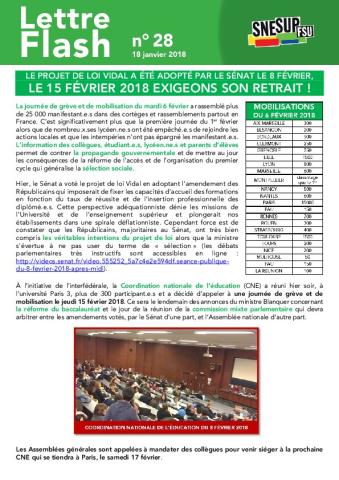 LE PROJET DE LOI VIDAL A ÉTÉ ADOPTÉ PAR LE SÉNAT LE 8 FÉVRIER,  LE 15 FÉVRIER 2018 EXIGEONS SON RETRAIT ! - Lettre flash 30