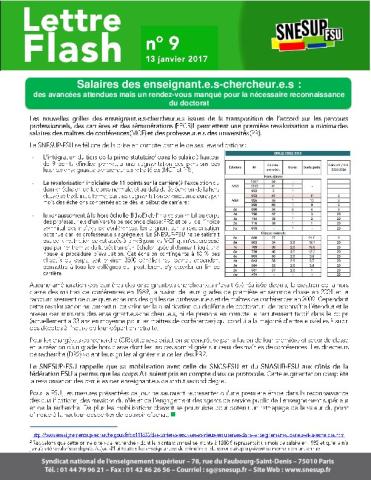 Salaires des enseignant.e.s-chercheur.e.s : des avancées attendues mais un rendez-vous manqué pour la nécessaire reconnaissance du doctorat - Lettre Flash n° 9