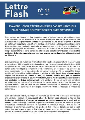 Examens : oser s'affranchir des cadres habituels pour pouvoir délivrer des diplômes nationaux - Lettre Flash n° 11 du 7 avril 2020