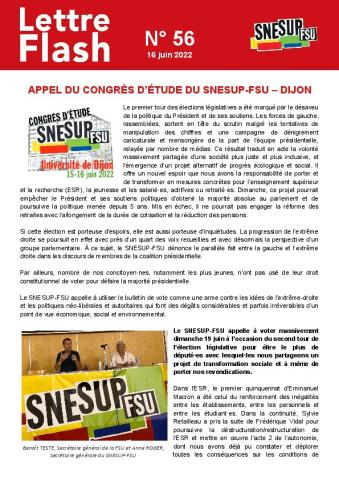Appel du congrès d'étude du SNESUP-FSU - Lettre flash n°56 du 16 juin 2022