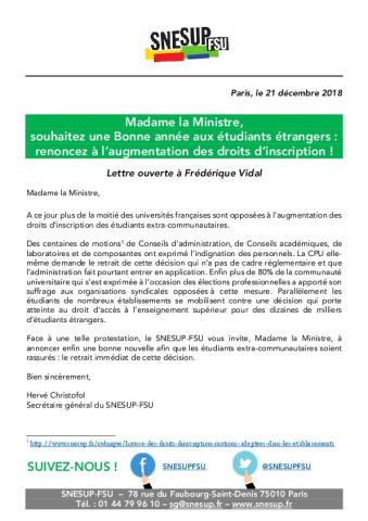 Madame la Ministre,  souhaitez une Bonne année aux étudiants étrangers  !