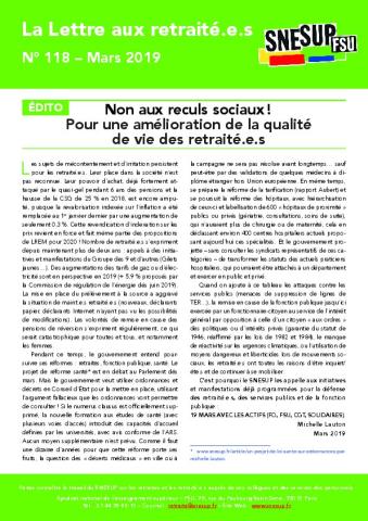 La Lettre aux retraité.e.s n° 118 - Mars 2019