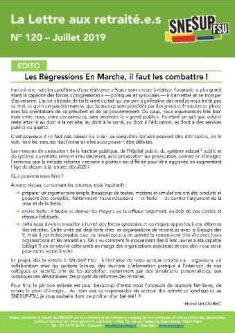 La Lettre aux retraité.e.s n° 120 - Juillet 2019