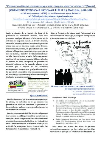 Lettre FDE mai 2024 - “POUSSANT LE MÉPRIS DES SCRUPULES PRESQUE AUSSI LOIN QUE LE RESPECT DE L'ÉTIQUETTE”