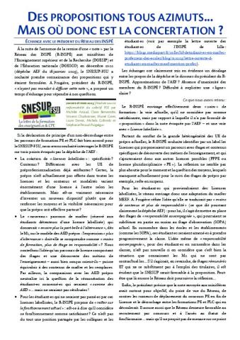 Lettre FDE janvier-février 2023 - Des propositions tous azimuts... Mais où donc est la concertation ? 