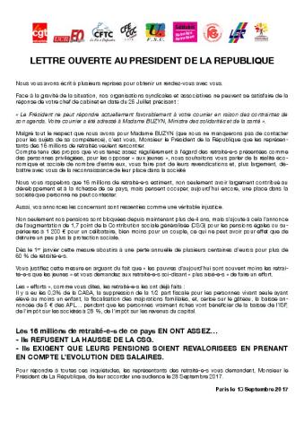 Lettre ouverte au président de la République