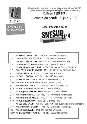 CNESER 2023 - liste de candidat·es collège B