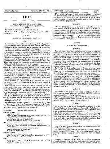Loi Faure de 1968 – 12 novembre 1968