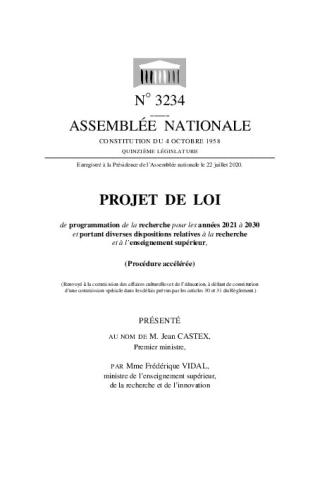 LPPR - projet de loi au 22 juillet 2020