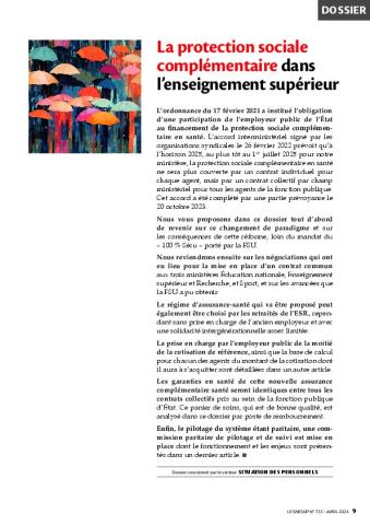 La protection sociale complémentaire dans l’enseignement supérieur