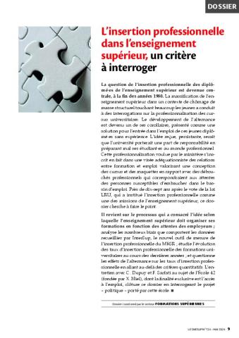 L’insertion professionnelle dans l’enseignement supérieur, un critère à interroger