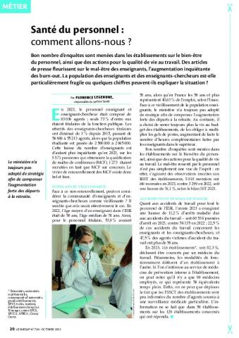 Santé du personnel : comment allons-nous ?
