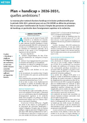 Plan « handicap » 2026-2031, quelles ambitions ?