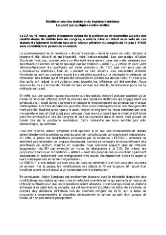 Modifications des Statuts -  Expression Action Syndicale