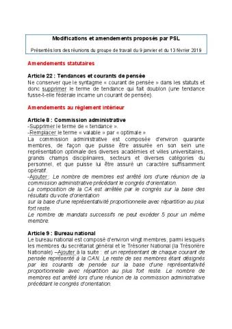 Propositions émanant des tendances