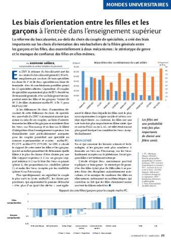 Les biais d’orientation entre les filles et les garçons à l’entrée dans l’enseignement supérieur