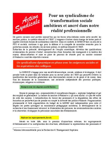 Motion Action Syndicale  avec la liste complète des signataires à la date du 6 avril