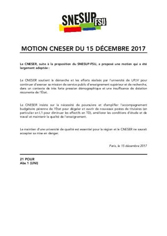 Motion du CNESER en soutien à l'UPJV