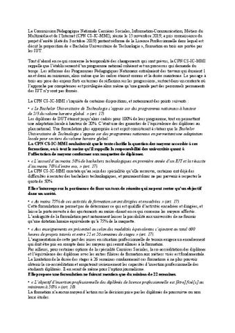 Motion de la Commission Pédagogique Nationale Carrières Sociales, Information-Communication, Métiers du Multimédia et de l’Internet (CPN CS-IC-MMI)